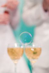 Celebration glasses with drinks decorated
