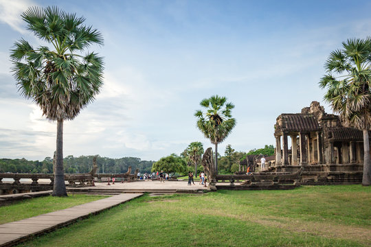 Siem reap, cambodia, 13 oct 2017 - Cambodia, Siem Reap, Angkor wat khmer temple landscape photography with tourist