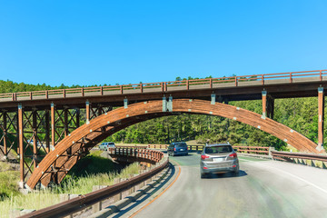 Fototapeta premium Moderon Wooden Bridge on Mount Rushmore Road