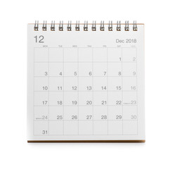 Minimal desk calendar 2018 isolated