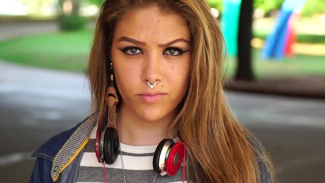 Fashionable Girl Looking at the Camera