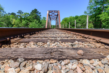 Old metal truss railroad bridge in florida