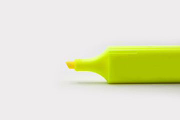 Yellow highlighting pen On White Background with copy space.