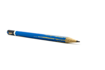 Old 2B pencils isolated on white background.