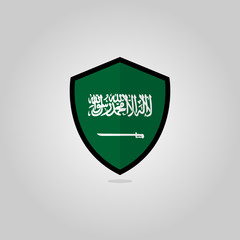 Saudi Arabian Flag Flat Vector Shield Badge