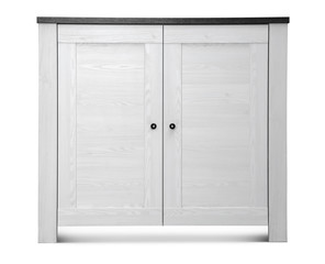 Naklejka premium Wooden wardrobe on white background