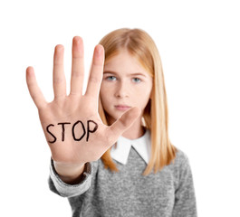 Teenage girl with word 