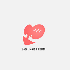 Heart sign and hands icon.Good heart & health concept.Healthcare,Medical and Science symbol.Healthy lifestyle vector logo template.Vector illustration