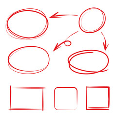 hand drawn circle and rectangle for sketch idea and plan