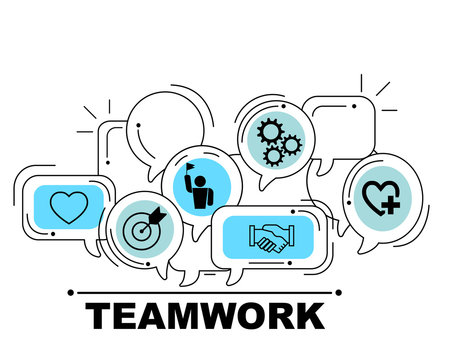  Teamwork icons set for business illustration design