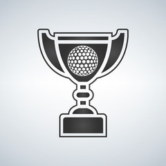 Golf Trophy cup, award, vector icon in flat style.