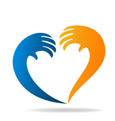 Hands of love, heart icon