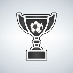 Soccer Trophy cup, award, vector icon in flat style.