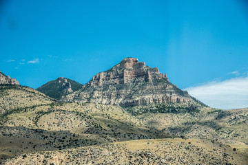 Canyon and mountain with blue sky