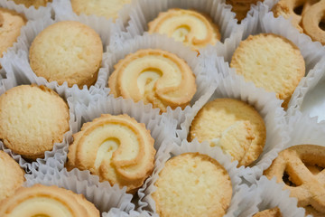 Closeup of butter cookies.