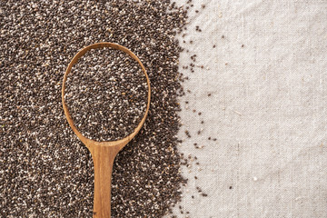 Chia seeds in spoon background