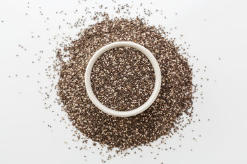 Chia seeds on white