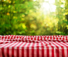 Empty checkered table background