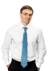 Smiling young businessman, isolated