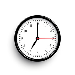 Black classic clock. Vector black clock template with movable arrows.