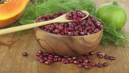 Adzuki Beans on Background with Spoon