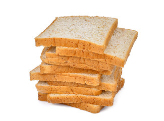 stack of whole wheat bread slice isolated on white background