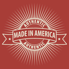 Stamp or label with text Made in America