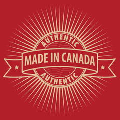 Stamp or label with text Made in Canada