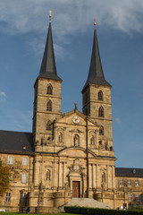 Fototapeta na wymiar Church facade in the old town of Bamberg, UNESCO Heritage, Germany