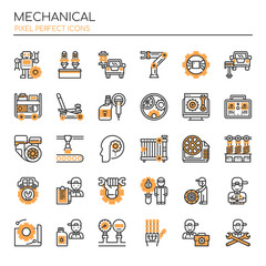 Mechanical Elements , Thin Line and Pixel Perfect Icons.