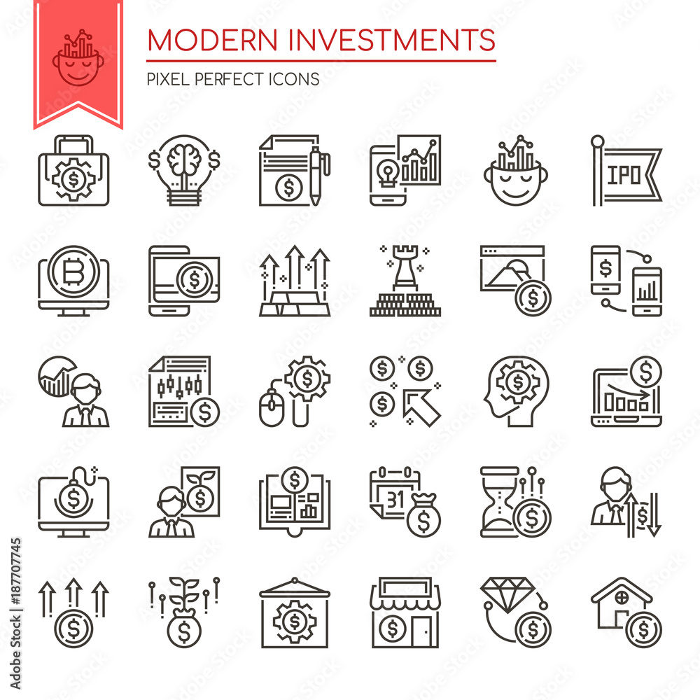 Wall mural Modern Investments , Thin Line and Pixel Perfect Icons.