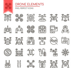 Fototapeta premium Drone Elements , Thin Line and Pixel Perfect Icons.