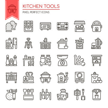 Kitchen Tools , Thin Line and Pixel Perfect Icons.