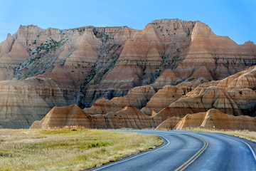 Landscape Photography of Eroded hills & mountains at Badlands National Park - Powered by Adobe