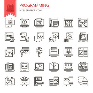 Programming , Thin Line and Pixel Perfect Icons.