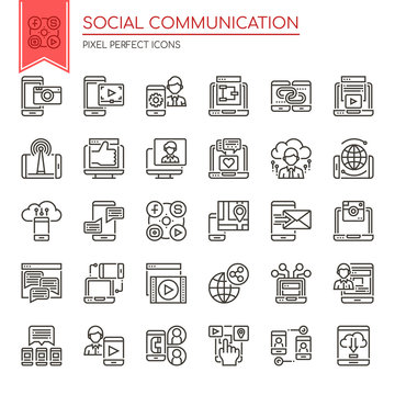 Social Communication , Thin Line and Pixel Perfect Icons.