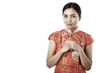 woman wear cheongsam chinese new year