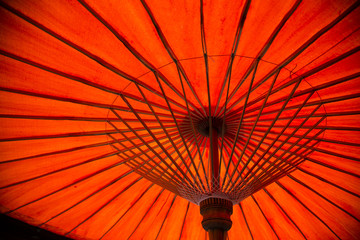 Wood orange umbrella