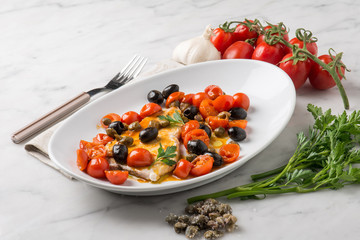 swordfish with tomatoes capers and olive