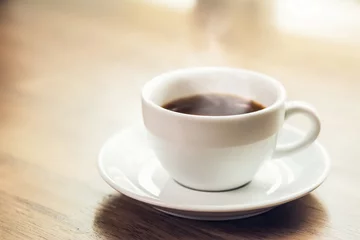 Fotobehang Hot black espresso coffee in the cup © Atstock Productions