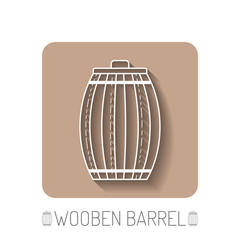 Wooden barrel. Flat icon silhouette on a white background. Vector
