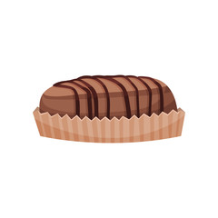 Muffin with hocolate sauce cartoon vector Illustration