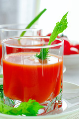 Fresh tomato juice with celery