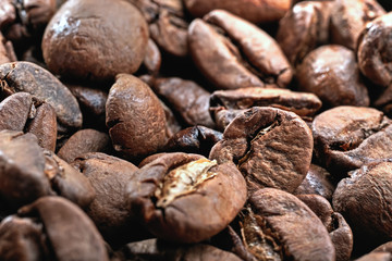Coffee beans background for food