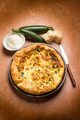cake with mozzarella zucchinis and parmesan cheese