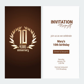 10 years anniversary invitation to celebrate the event vector illustration