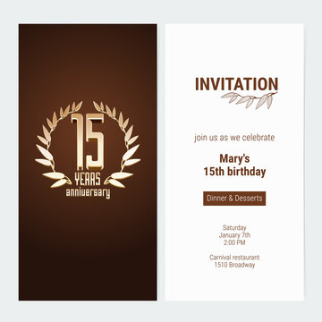 15 years anniversary invitation to celebrate the event vector illustration