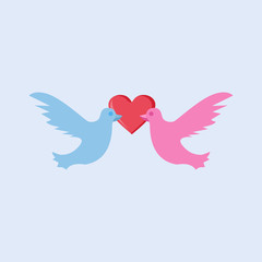 Dove Bird Couple in Love Vector Illustration Graphic