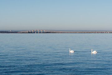 Fototapeta na wymiar Peaceful view at the Oland Bridge in Sweden