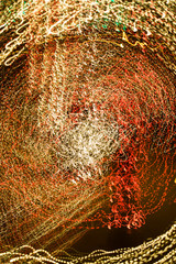 Night Panorama. Abstract Blurred Background. Swirled Night Lights of Busy City.